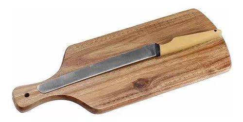 Tabla Madera Para Picar Carne , Asados + Cuchillo De Acero tipo serrucho