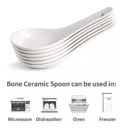 Pack 10 Cucharas De Ceramica Porcelana Ceviche Aperitivo