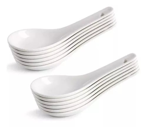 Pack 10 Cucharas De Ceramica Porcelana Ceviche Aperitivo