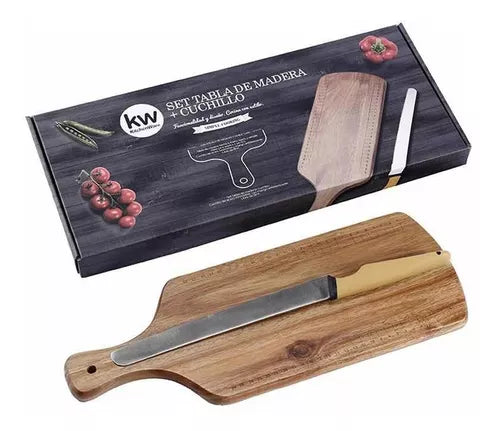 Tabla Madera Para Picar Carne , Asados + Cuchillo De Acero tipo serrucho